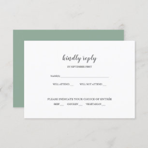 Simple Modern Sage Green Wedding RSVP Invitation