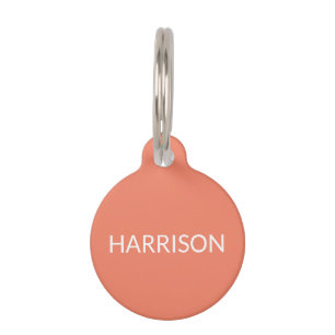 Simple modern salmon custom name contact Info dog Pet Tag