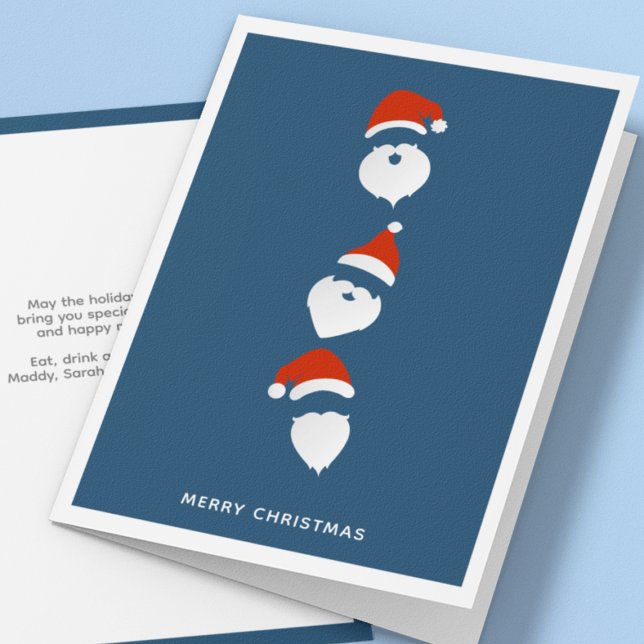 Simple Modern Santa Graphic Blue Christmas Holiday Card (Creator Uploaded)