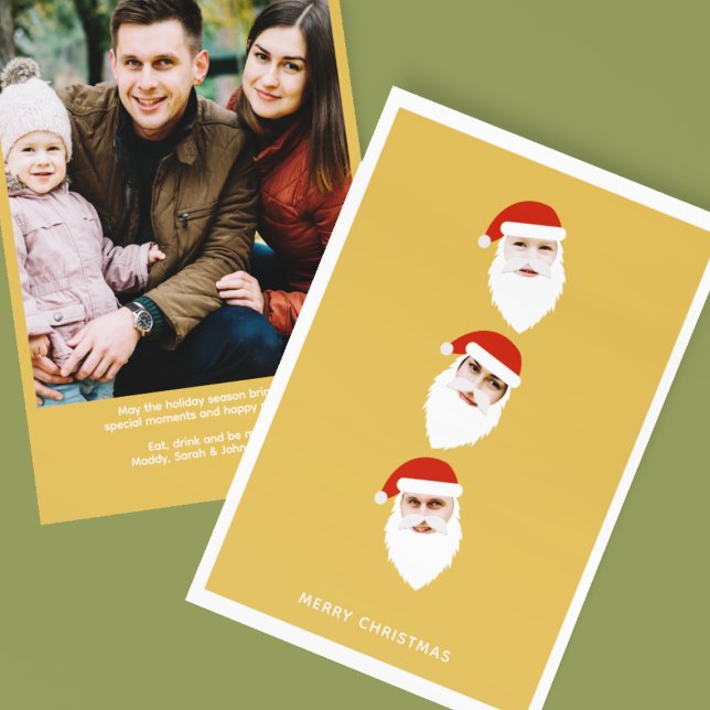 Simple Modern Santa Graphic Gold Christmas Photo Holiday Card (Creator Uploaded)