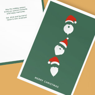 Simple Modern Santa Graphic Green Christmas Holiday Card