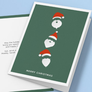 Simple Modern Santa Graphic Green Christmas Holiday Card