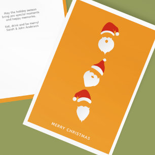 Simple Modern Santa Graphic Orange Christmas Holiday Card