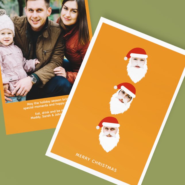 Simple Modern Santa Graphic Orange Christmas Photo Holiday Card (Creator Uploaded)