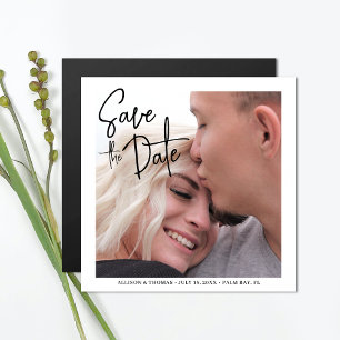 Simple Modern Save The Date Photo Wedding Magnetic Invitation