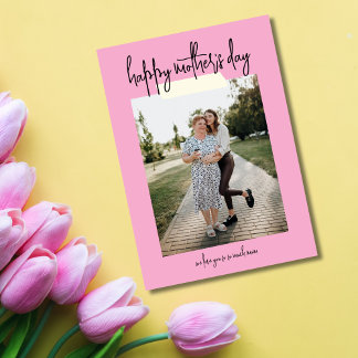 Simple Modern Script 2 Photo Happy Mother's Day Card