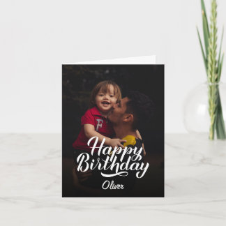 Simple Modern Script and Photo | Happy Birthday Card