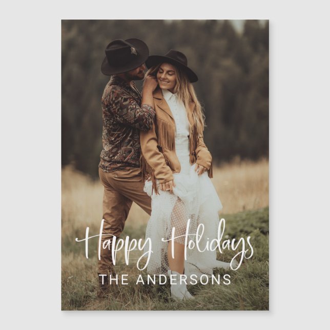 Simple Modern Script and Photo | Happy Holidays (Front)