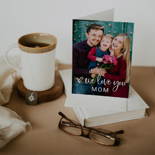Simple Modern Script and Photo We Love You Mom Card