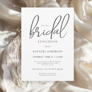 Simple Modern Script Bridal Luncheon Invitation