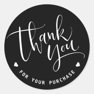 Simple Modern script business thank you Classic Round Sticker