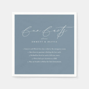 Simple Modern Script Calligraphy Fun Facts Wedding Napkin