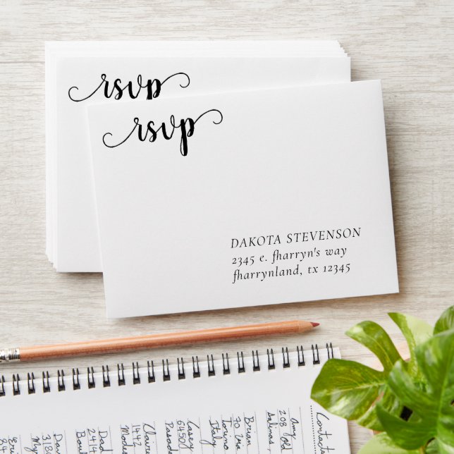 Simple Modern Script | Classic RSVP Return Address Envelope (Stacked)