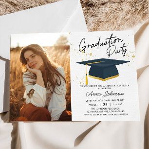 Simple Modern Script College Photo Graduation Invitation