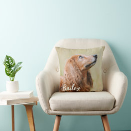 Simple Modern Script Custom Dog Photo Cushion