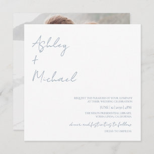 Simple Modern Script Dress Code Photo Wedding Invi Invitation