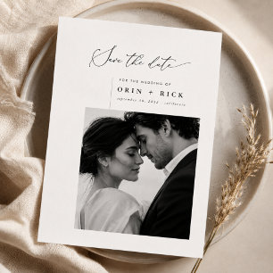 Simple Modern Script Elegant Photo Wedding Save The Date