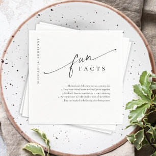 Simple Modern Script Fun Facts Wedding Napkin
