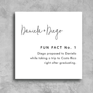 Simple Modern Script Fun Facts Wedding Napkin