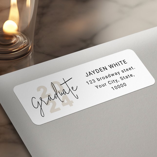 Simple Modern Script Graduate Return Address (Simple Modern Script Graduate Return Address Label)