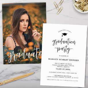Simple Modern Script Graduation Invitation