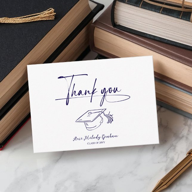 Simple Modern Script Graduation Thank You Card (Creator Uploaded)