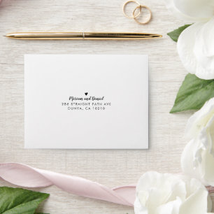 Simple Modern Script Heart Wedding RSVP Envelope