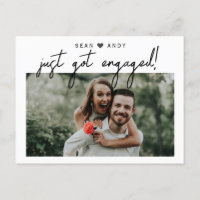 Simple Modern Script Just Got Engaged Photo