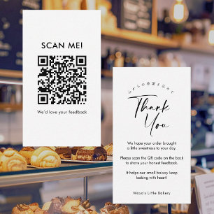 Simple Modern Script Leave a Review QR Code Business Card