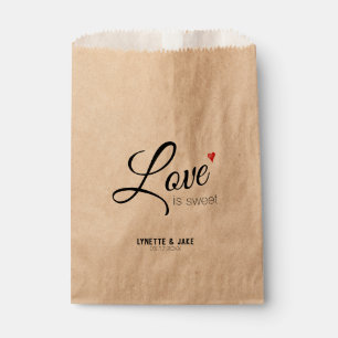 Simple Modern Script Love is Sweet Heart Wedding Favour Bags