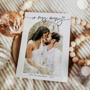 Simple Modern Script Minimalist Photo Holiday Card