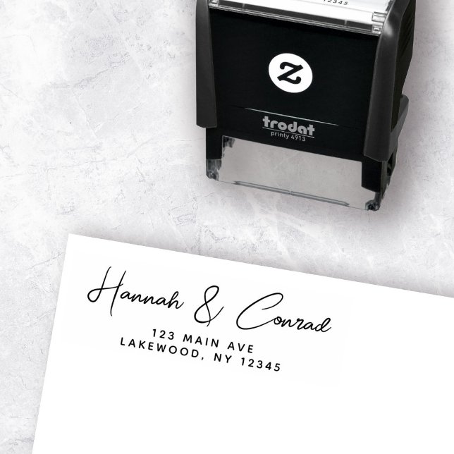 Simple Modern Script Minimalist Wedding Self-inking Stamp (Creator Uploaded)