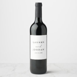 Simple Modern Script Monogrammed Wedding Sparkling Wine Label