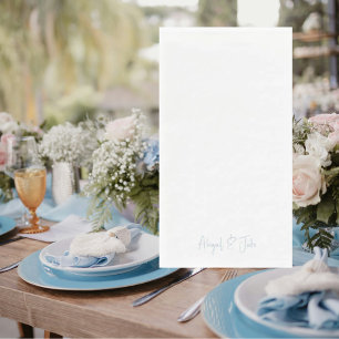 Simple Modern Script Names Sky Blue Wedding  Napkin