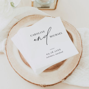 Simple Modern Script Names Wedding Napkin
