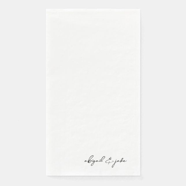 Simple Modern Script Names Wedding  Napkin (Front)