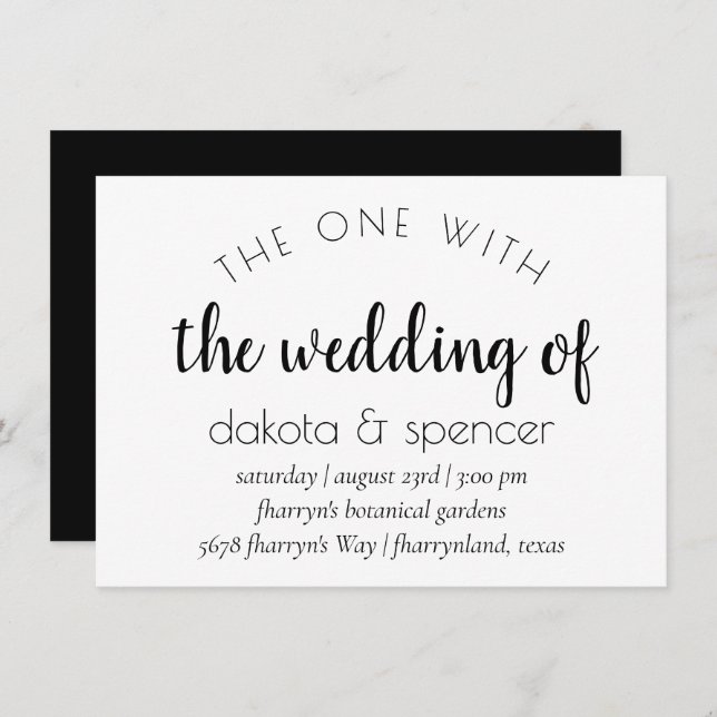 Simple Modern Script | One with the Wedding Of Invitation (Front/Back)