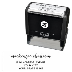 Simple Modern Script Personalised Return Address Self-inking Stamp