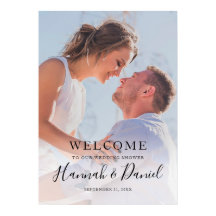 Simple Modern Script Photo Couple's Shower Welcome