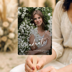 Simple Modern Script Photo Graduation  Hand Fan