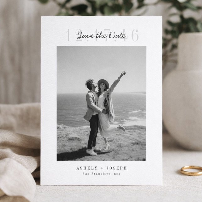 Simple Modern Script Photo Wedding Save the Date (Creator Uploaded)