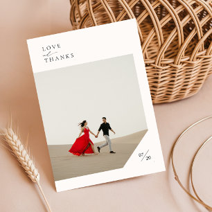 Simple Modern Script Photo Wedding Thank You Card