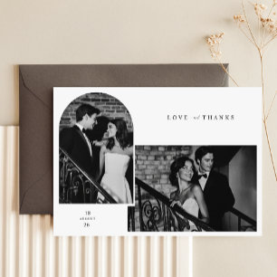 Simple Modern Script Photo Wedding Thank You Card