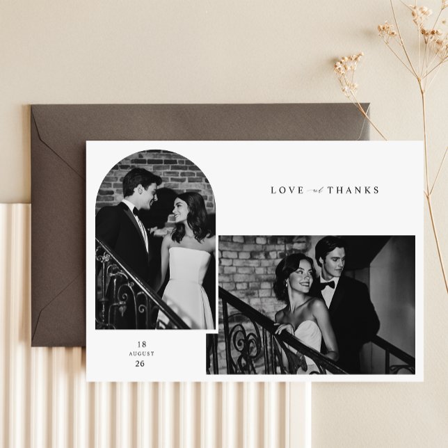Simple Modern Script Photo Wedding Thank You Card (Creator Uploaded)