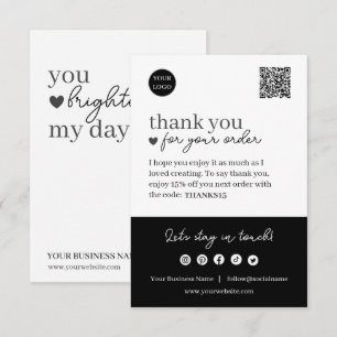 Simple Modern Script QR Code, Thank You Business Enclosure Card