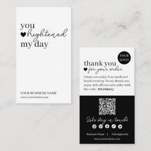 Simple Modern Script QR Code, Thank You Candle Business Card