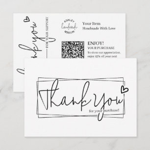 Simple Modern Script QR Code, Thank You  Enclosure Card