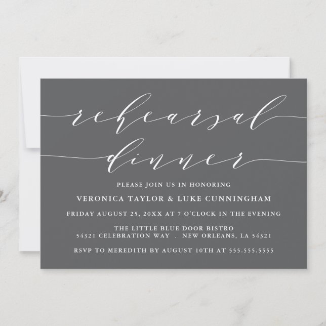 SIMPLE MODERN SCRIPT | REHEARSAL DINNER INVITATION (Front)