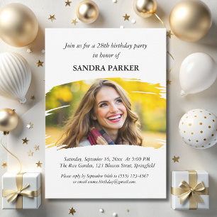  simple Modern script Stylish Photo chic birthday  Invitation