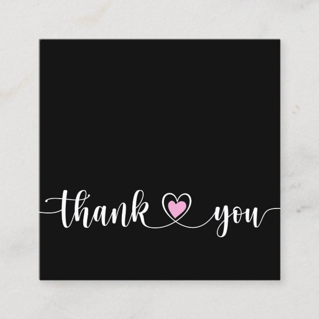 simple modern script thank you for your order square business card (Front)